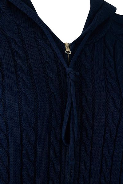 Trendyol Curve Cardigan tricot cu glugă și fermoar albastru bleumarin TBBAW23AV00051