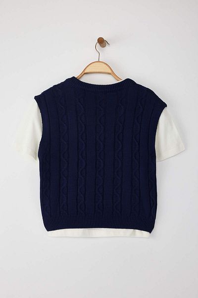 Trendyol Collection Navy Blue T-Shirt Hair Knit Knitwear Knitwear Sweater Twoaw26Kz00131