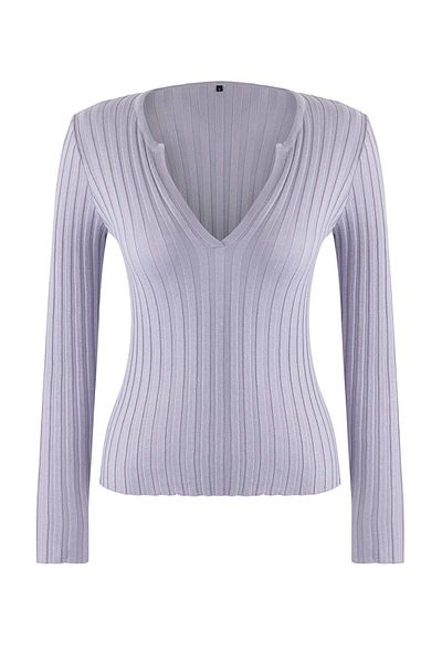 Trendyol Collection Lilac Mercerized Look Ribbed Knitwear Sweater Twoaw26Kz00099