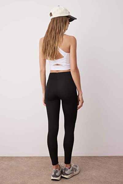 Trendyol Collection Black Diver/Scuba Fabric Full Length Knitted Sports Leggings Thmaw26Ty00007