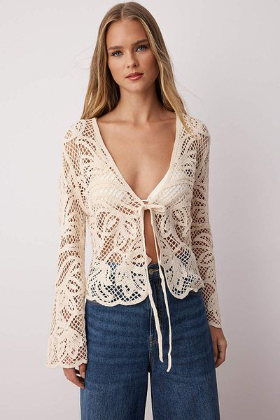 Trendyol Collection Cardigan de tricotaj cu detalii de croșetat de piatră TWOSS25HI00016