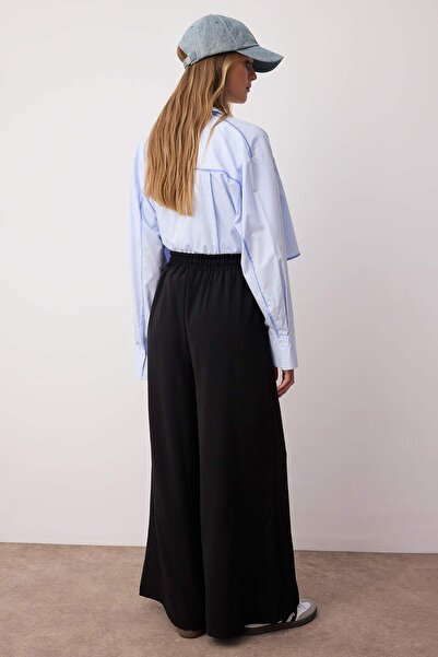 Trendyol Modest Černé široké tkané kalhoty TCTSS22PL0240