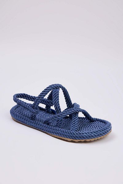 TRENDYOL SHOES Sandale de damă din paie cu șnur cu frânghie cu bandă în cruce albastră TAKSS25SD00056