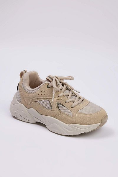 TRENDYOL SHOES Beige Contrast Comfortable Sole Chunky Women's Sports Shoes Takaw26Sn00023