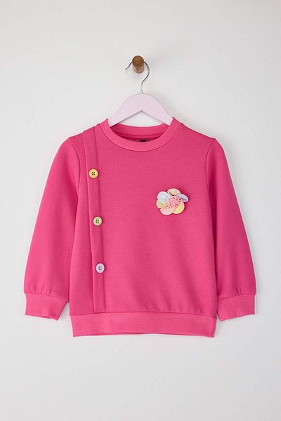 TRENDYOLKIDS Φούξια Floral Πλεκτό Φούτερ TKDAW25SW00020
