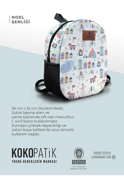 Kokopatik Geantă pentru creșă de mărime medie cu model de sărbătoare de Crăciun