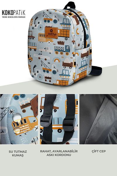 Kokopatik Small SIze ConstructIon MachInery Backpack for KIds
