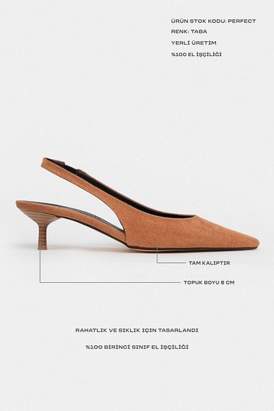 NİŞANTAŞI SHOES Pantofi cu toc pentru damă, cu detaliu din piele intoarsa, maro perfect