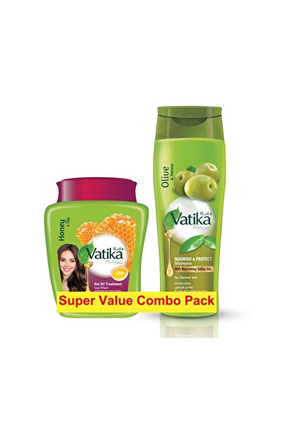 Vatika حمام زيت طبيعي معالج بالزيت الساخن المغذي المكثف 1 كجم + شامبو 200 مل