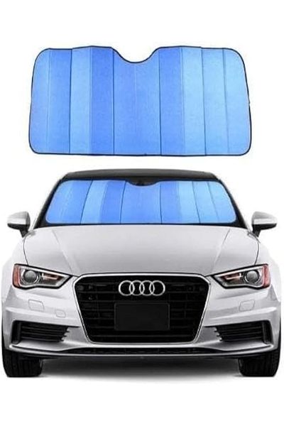 Generic Foldable Sun Shade Car Front Rear Window Sunshade Un Protector Uv Rays And Heat Protector Blue