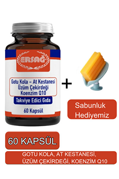 Ersağ Gotu Kola, At Kestanesi Üzüm Çekirdeği Koenzim Q1- Yeni Ambalaj - Sabunluk Hediyemiz