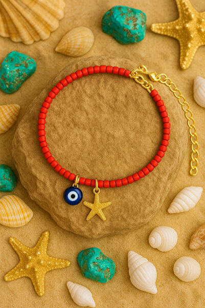 Puffy Starfish and Evil Eye Anklet
