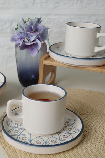 Keramika Σετ τσαγιού Floral Waves Stackable 12 τεμαχίων για 6 άτομα 22669-71