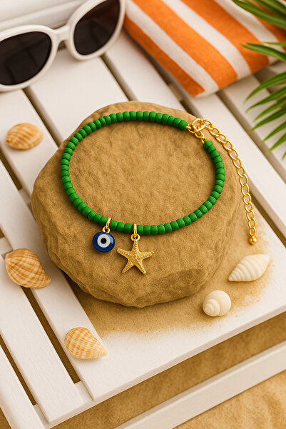 Puffy Starfish and Evil Eye Anklet