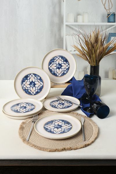 Keramika Wave Flow Nordic Pastry Plate with 22 cm Size with 6 Units 22748 Model