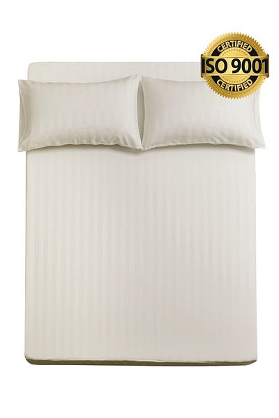 Master Home Textile طقم ملاءات من الألياف الدقيقة، مقاس مفرد، قطعتين، تصميم خطوط الفنادق