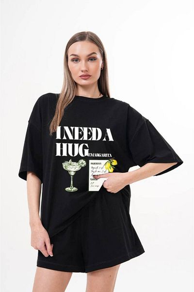 lesluette 100% Cotton Margarita Printed Oversize Unisex T-Shirt