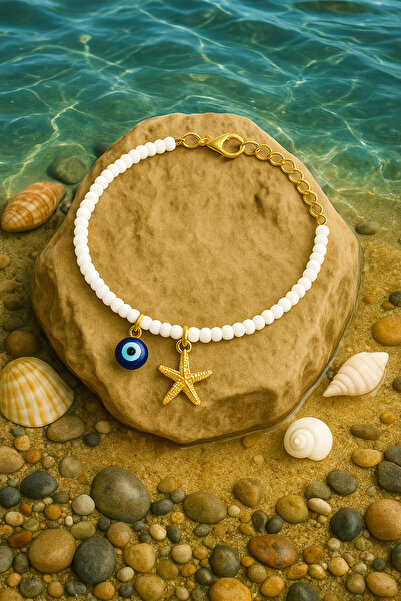 Puffy Starfish and Evil Eye Anklet