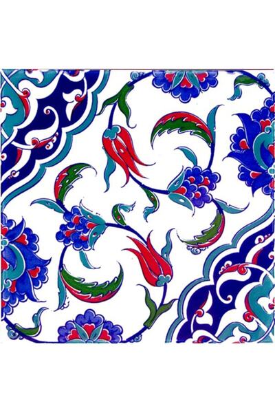 Armada Çini Osmanlı Iznik Desen Kütahya Çini Karo 20x20 cm Ac 44