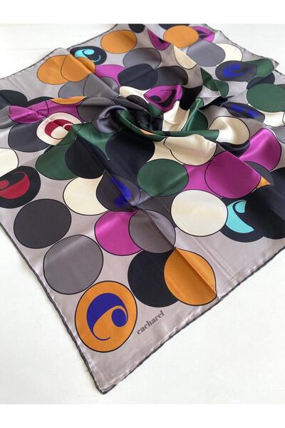 Cacharel Tivil Silk Scarf 37086 Gray Mixed Pattern