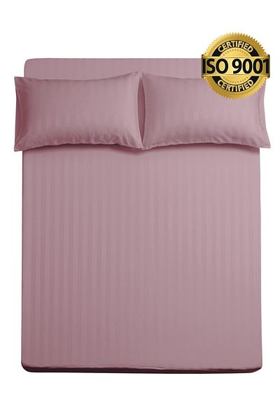 Master Home Textile طقم ملاءات من الألياف الدقيقة، مقاس مفرد، قطعتين، تصميم خطوط الفنادق