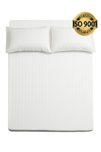 Master Home Textile طقم ملاءات كوين من الألياف الدقيقة، مقاس كوين، 3 قطع، تصميم خطوط فندقية