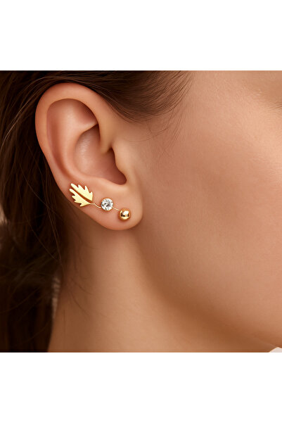 G Sport POLO Üçlü Yaprak-Halka-Top Model Paslanmaz Çelik Küpe