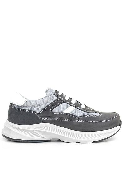 Rakerplus Pantofi sport pentru copii, din piele naturală, gri anatomici, cu șireturi