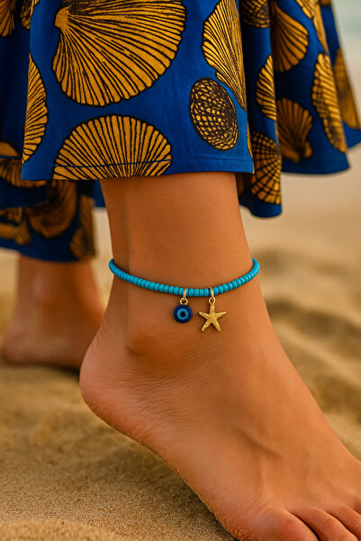 Puffy Starfish and Evil Eye Anklet