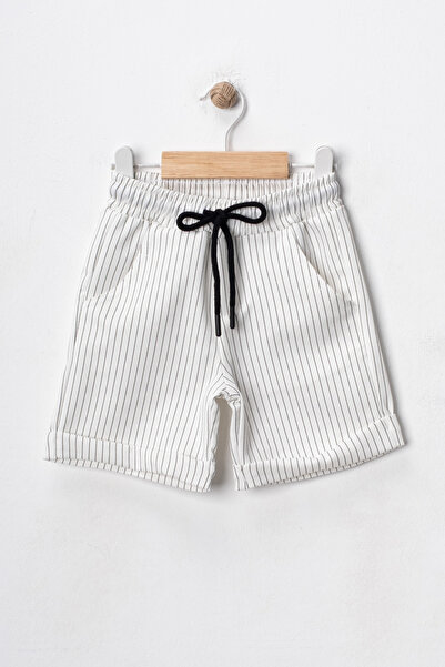 tinytrends Boy's Striped Patterned Summer 2-Piece Shorts with Lacing Detail