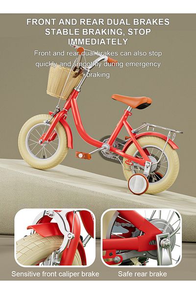 KidLe 20 Inch Bicycle for Kids High Carbon Steel, with Training Wheels, Adjustable Seat and Basket