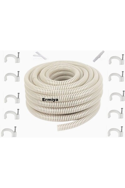 H&G ETİCARET Topalak Boya Hırdavat Klima Su Tahliye Hortumu 10 Metre 1 Ek Parça 10 Adet Kroşe