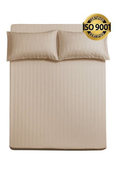 Master Home Textile طقم ملاءات كوين من الألياف الدقيقة، مقاس كوين، 3 قطع، تصميم خطوط فندقية