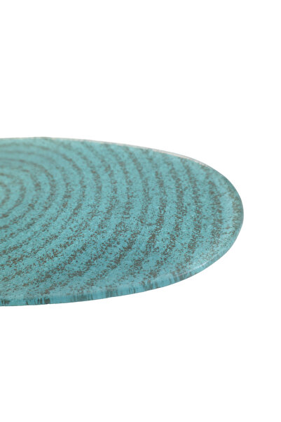 Generic Luxury Turquoise Serving Plate With 3d Glass Design, Made In Turkey (SIZE: 20 CM * 40 CM * 5 MM)