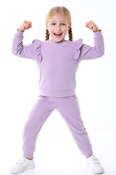 minikiss Бавовняний комбінезон з воланами на плечах, комплект для дівчаток