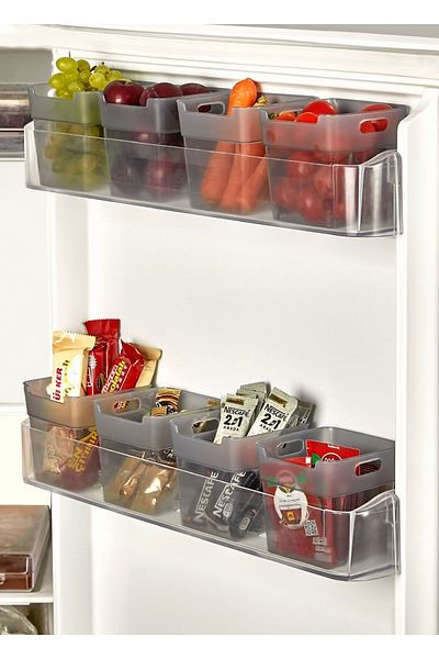 almital mobilya aksesuarları furniture accessories 6 Pieces Miniobox Anthracite Refrigerator Door Organizer