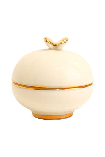 Generic Elegant Beige Ceramic Tea and Coffee Sugar Bowl (4.4 cm * 4.5 cm) - Butterfly Holder Design