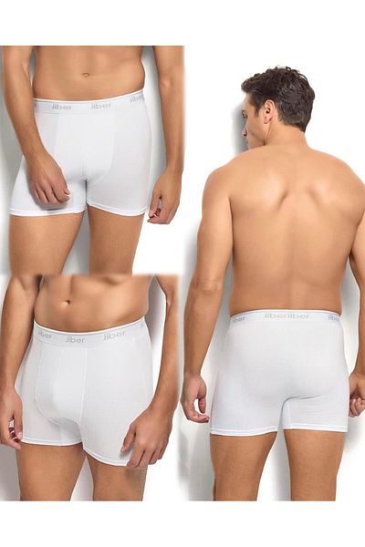 MYS GRUP TEKSTİL Ανδρικό 3 τεμάχιο White Lycra Cotton Boxer - 156