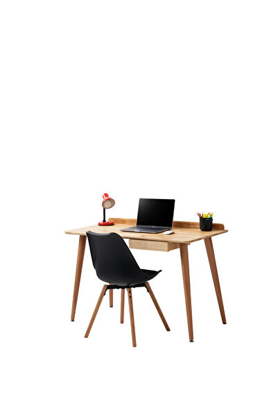 Bensett Napi Çalışma Masası, %100 Masif Ahşap, Çekmeceli, 120x60 Cm, Naturel