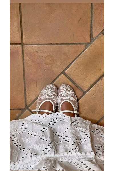 Bufu Madrid Ecru Bead Embroidered Ballerinas