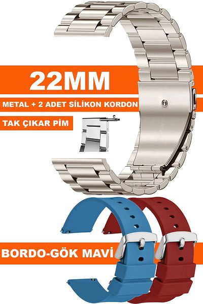 Trendburada ساعة هواوي Gt2 Gt3 Gt4 Gt5 Pro-redmi Watch 5 Active-lite متوافقة مع حزام سيليكون معدني من الصلب مقاس 22 ملم