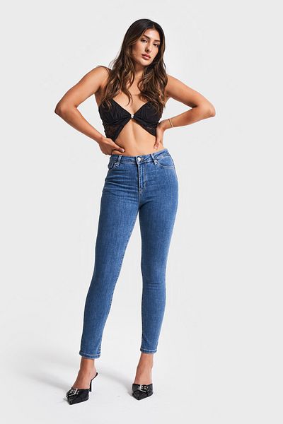 its basic Culoarea albastră pentru femei 1s5-5 Super Skinny Fit Talie înaltă Lycra Fabrică Lungime interioară 68 cm Denim Jean