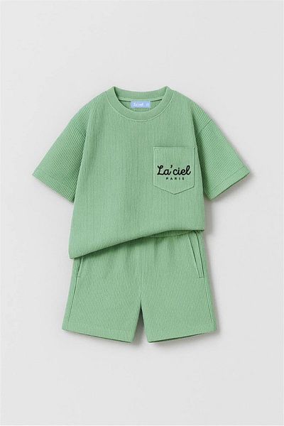 Motebarn Wear Boy's La'Ciel Paris Seersucker Bottom-Top Suit Green