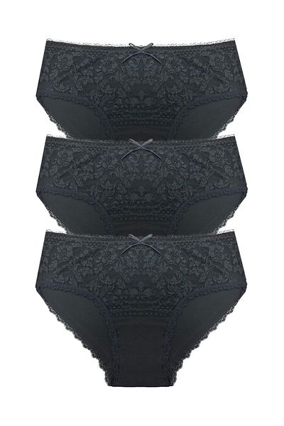 Niket Life Set de 3 chiloți Bato Slip din dantelă ASORTİ BLACK