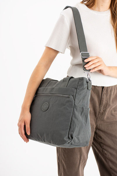 Sanmorris Women's Large Size Compartment Water Resistant Dark Gray Colored Bag with Crossbody and Shoulder Strap