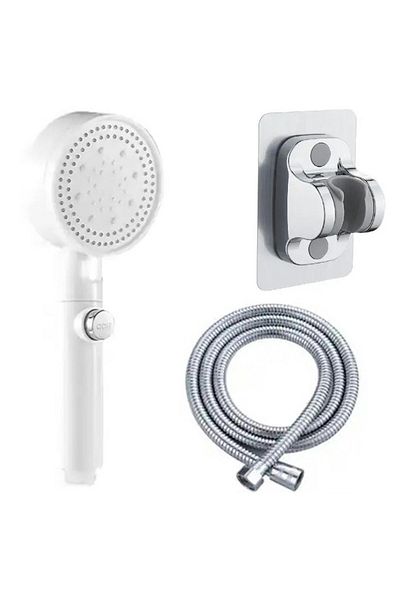 divendi-ro 3-piece shower set with shower screen, hose and holder included - White/Silver