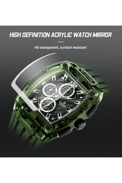 MACON NF7105 Sports Transparent Waterproof Quartz Silicone Multifunctional Chronograph Men Watch