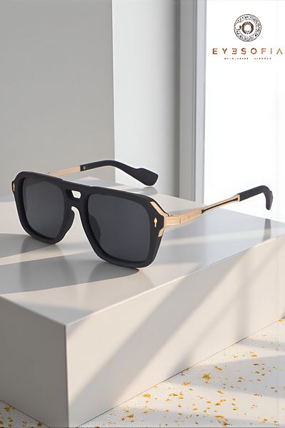 Eyesofia Esfa Sunglasses Unisex Uv400 Filtered Gold Black