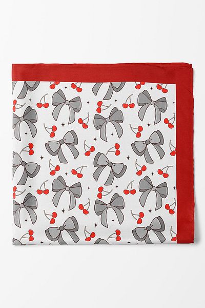 nehir eşarp Children's Scarf - Ribbon & Cherry Pattern 80 X 80 cm