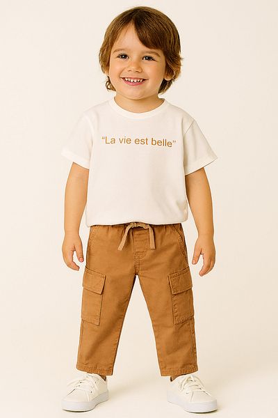 Tudekids Детски комплект долнище Tude Kids New Season Laciel Taba Color Holiday, кафяв